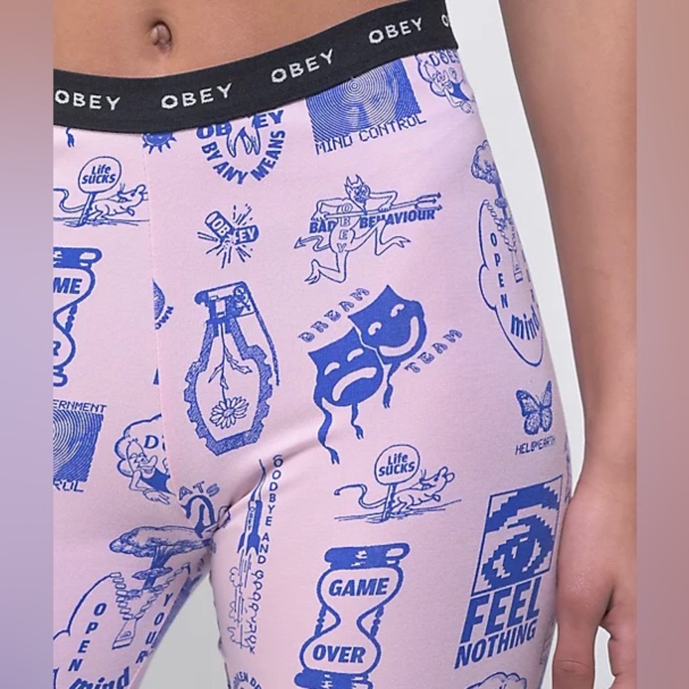 Obey Flash Pink Biker Shorts Set